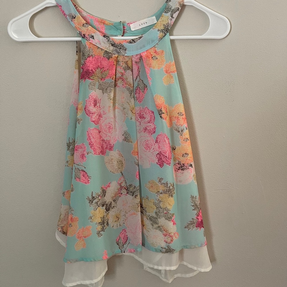 LUSH halter floral blouse